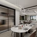 Modern Living and Dining Room Interior With Sofa Coffee Table And Wooden Cabinets