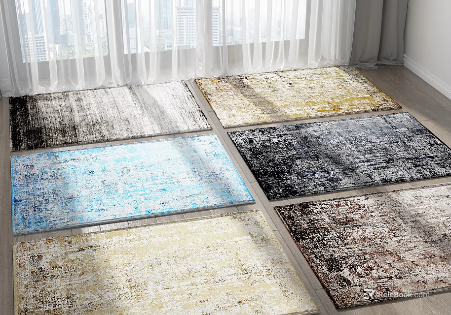 Square Rugs With Modern Abstract Patterns And Various Colors For Interior Decor 3d model 