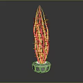 Red Slender Cactus like Plant With Long Stems And White Illuminated Base For Indoor Decor