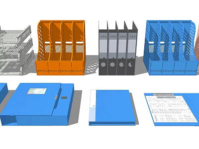 Multi Colored Office Folders With File Organizers And Document Storage 3d model