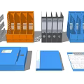 Multi Colored Office Folders With File Organizers And Document Storage 3d model
