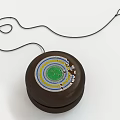 Vintage Wooden Yo Yo Toy With Colorful Concentric Circles And String