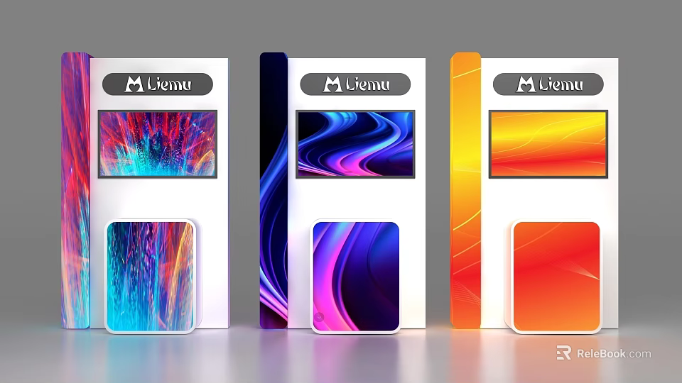 Lianu Modern Display Cabinets Featuring Colorful Screens And Different Colors For Product Showcase 3d model 