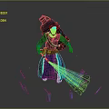 Fantasy Game Mage Character In Purple Blue Outfit With Hat Backpack And Blue Magical Effects