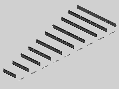 Black Long Strips With Various Lengths And Size Measurement Markings 3d model