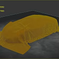 Orange Cloth Covered Object Placed On Gray Floor With Gray Background