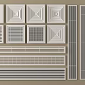 Various Air Conditioner Vents with Different Grille Designs and Patterns 3d model