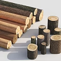 Natural Wood Logs And Stone Blocks In Various Sizes For Building Projects 3d model