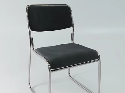 Sleek Modern Single Chair With Black Leather Seat And Chrome Metal Frame 3d model