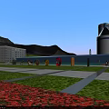 Industrial Plant Complex Layout With Multiple Buildings Green Areas And River