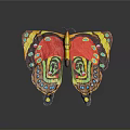 Vibrant Butterfly Shaped Decorative Living Accessory With Hand Painted Facial Patterns