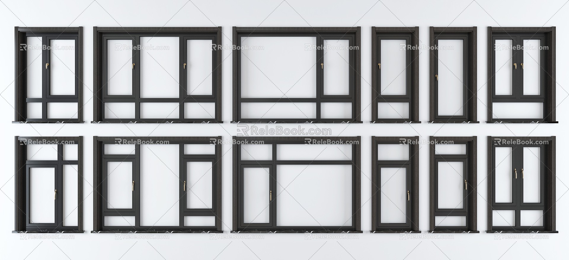 Modern casement window plastic steel aluminum alloy broken bridge aluminum doors and windows 3d model