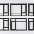 Modern Casement Windows With Black Frames And Sleek Multiple Design Styles 3d model
