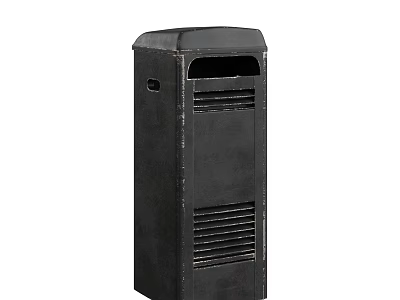 Black Metal Trash Can With Ventilation Slots And Simple Design For Home Use 3d model