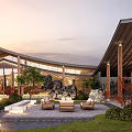 Traditional Curved Roof Detached Villa With Central Courtyard And Lush Greenery Surroundings