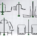 Outdoor Fitness Sports Equipment With Various Exercise Stations Metal Frame Green Base