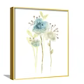 Elegant Botanical Paintings with Yellow Flowers Green Leaves in Golden Frames for Wall Decor