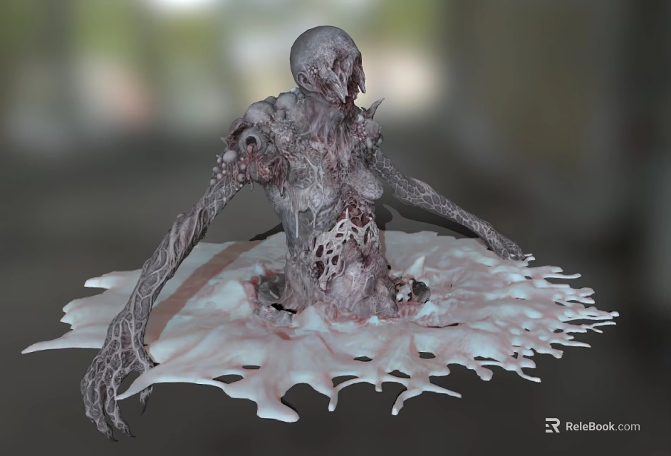 Monstrous Man with Decayed Body and Slimy Substance in Horror Scene 3d model 