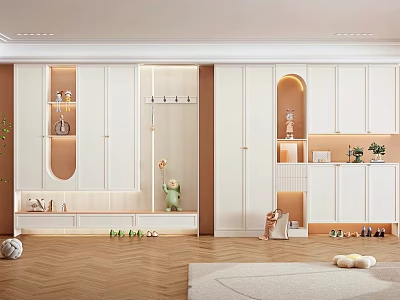 Elegant Modern White Shoe Cabinet With Open Design And Minimalist Storage Decor 3d model