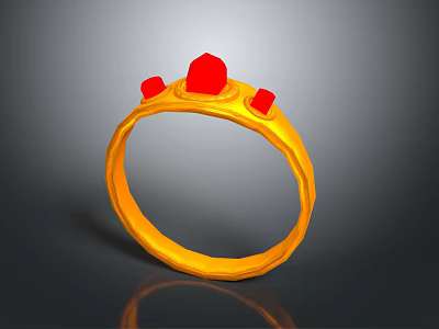 Stylish Gold Ring Jewelry Design Featuring Red Gemstones And Smooth Band Details 3d model