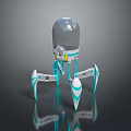 Futuristic Robot Design With Transparent Dome And Octopus like Blue And White Legs