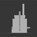 Industrial Factory Model With Chimney Stairs Pipes And Structural Design