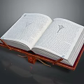Open Leather Cover Book Furniture Piece With Text Illustrations Red Decoration And Brown Straps