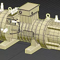 Detailed Industrial Engine 3D Model Design With Mechanical Components Mounting Brackets Cylinders And Pipes