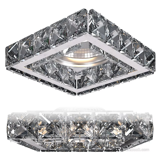 Modern Square Crystal Ceiling Light With Shiny Decorations And Bright Lighting 3d model