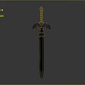 Fantasy Sword With Purple Hilt Guard Blue Handle And Metallic Blade Details