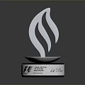 Elegant Silver Flame Shaped Trophy With Black Base For Home Decorative Ornament