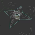 Star Shaped Shuriken Weapon With Central Hole And Sharp Metallic Edges