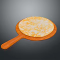 Freshly Baked Golden Brown Flatbread with Fluffy Texture Served on Wooden Paddle