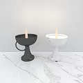 Modern Stylish Candle Lamps In Silver Gold Black White On Marble Tabletop