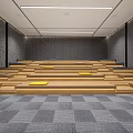 Modern Cinema Interior With Large Screen Stepped Seats And Blue Cushions