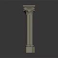 Classical Architectural Column With Ornate Capital Cylindrical Shaft And Hexagonal Base