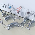 Various Indoor Fitness Equipment Showcased With Elliptical Machines Exercise Bikes And Rowers