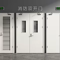 White Fire Double Doors With Louvered And Glass Panel Designs For Safety