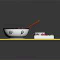 Japanese Ramen And Sushi Meal With Chopsticks Sauce And Side Dishes On Yellow Tray