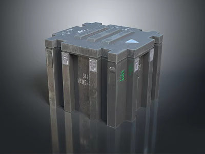 Industrial Gray Metal Storage Container With Labeled Panels And Green Indicators 3d model