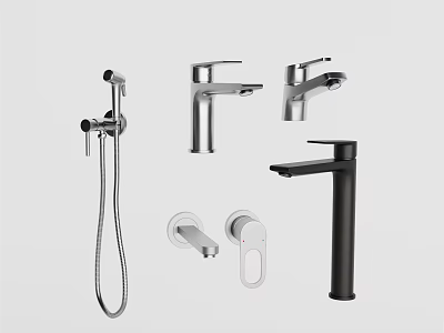 Modern Bathroom And Kitchen Faucet Collection With Handheld Shower And Single Handle Designs 3d model