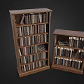 Two Wooden Bookcase Furniture With Tall And Short Designs Filled With Books