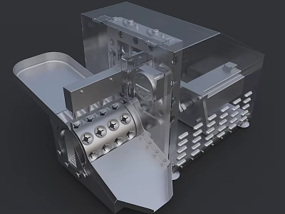 Stainless Steel Industrial Equipment With Roller Mechanism Feeding Hopper And Metal Frame 3d model