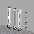 New Chinese Style Column Villa Corner Column 3d model