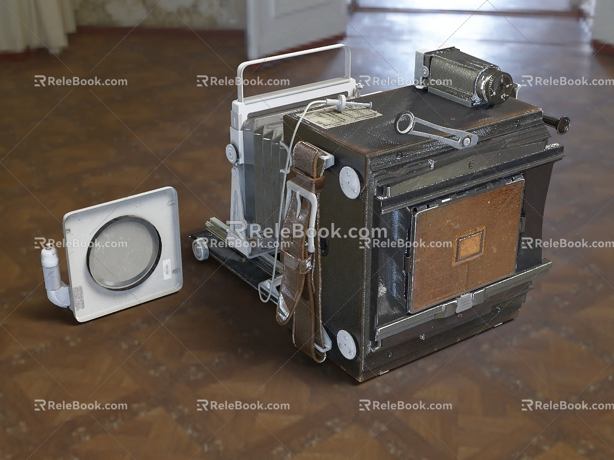 Vintage camera with replacement lens 3d model