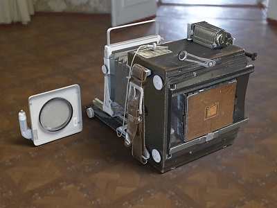 Vintage camera with replacement lens 3d model