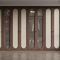 Modern Elegant Wooden Wardrobe With Glass Doors And Multiple Storage Compartments