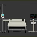 Modern Adjustable Hospital Bed with IV Stand Medical Monitor and Overbed Table for Patient Care