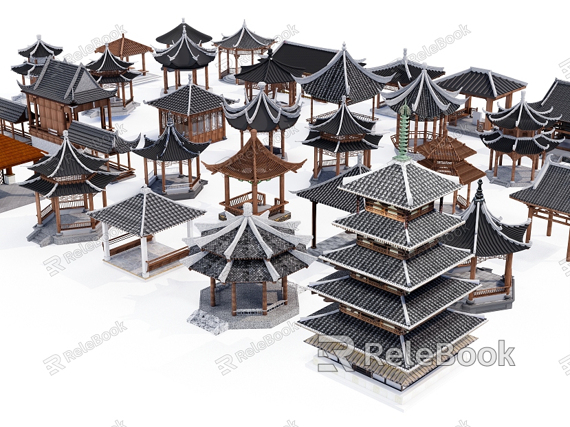 Chinese style pavilion hexagonal pavilion model