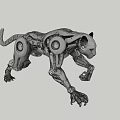Silver Metal Mechanical Leopard Sculpture With Gear Joints And Robot Design